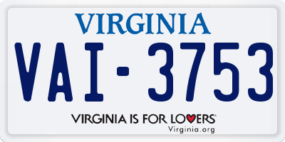 VA license plate VAI3753