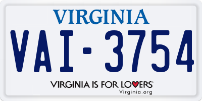 VA license plate VAI3754