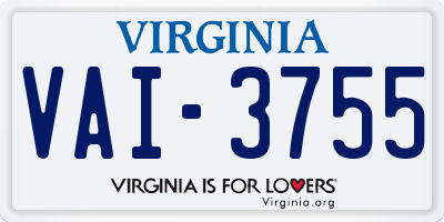 VA license plate VAI3755
