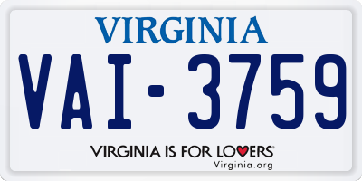 VA license plate VAI3759