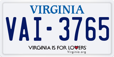 VA license plate VAI3765