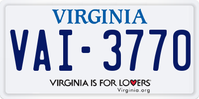 VA license plate VAI3770