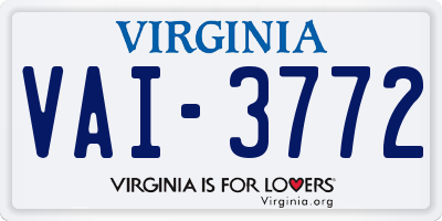 VA license plate VAI3772