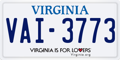 VA license plate VAI3773