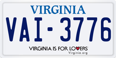 VA license plate VAI3776