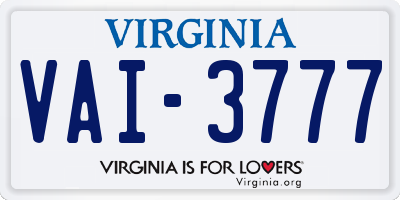 VA license plate VAI3777