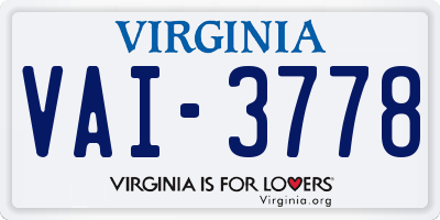 VA license plate VAI3778
