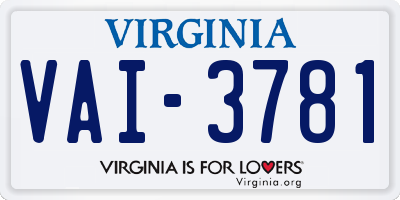 VA license plate VAI3781