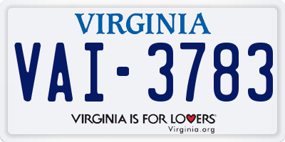 VA license plate VAI3783