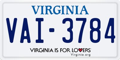 VA license plate VAI3784