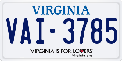 VA license plate VAI3785