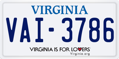 VA license plate VAI3786