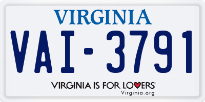 VA license plate VAI3791