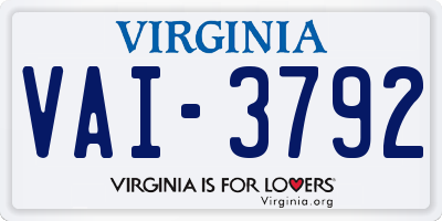 VA license plate VAI3792
