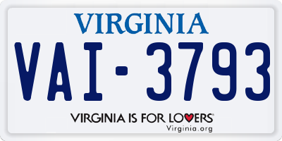 VA license plate VAI3793