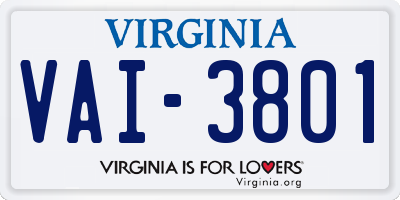 VA license plate VAI3801