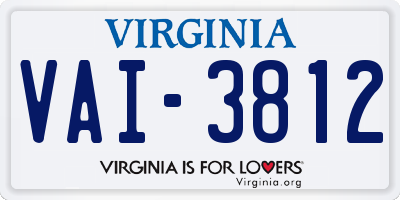 VA license plate VAI3812