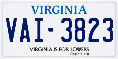 VA license plate VAI3823