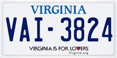 VA license plate VAI3824