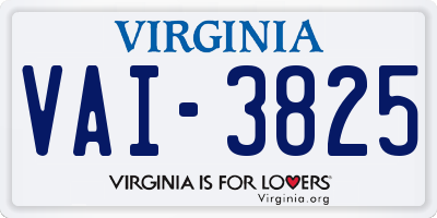 VA license plate VAI3825