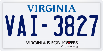 VA license plate VAI3827