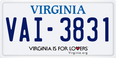 VA license plate VAI3831