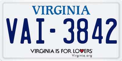 VA license plate VAI3842