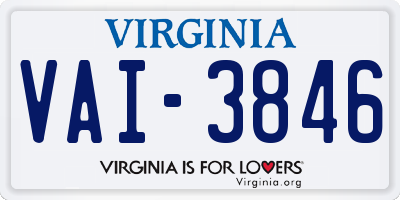 VA license plate VAI3846