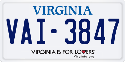 VA license plate VAI3847