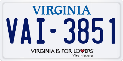 VA license plate VAI3851
