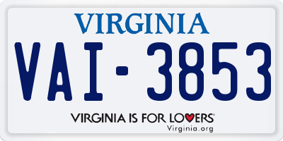 VA license plate VAI3853