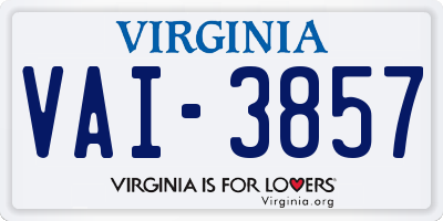 VA license plate VAI3857