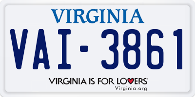 VA license plate VAI3861