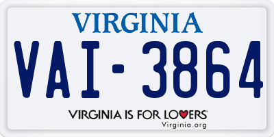 VA license plate VAI3864