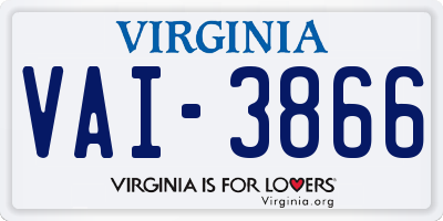 VA license plate VAI3866