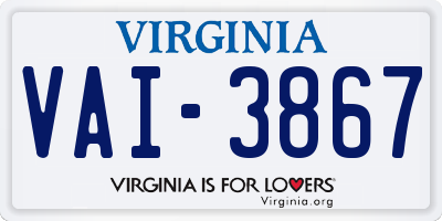 VA license plate VAI3867