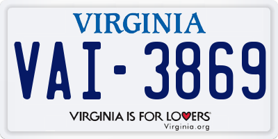 VA license plate VAI3869