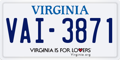 VA license plate VAI3871