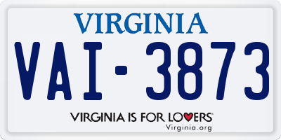 VA license plate VAI3873