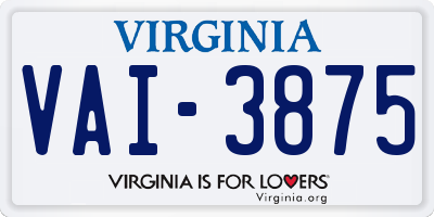 VA license plate VAI3875