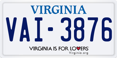 VA license plate VAI3876