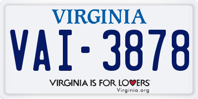 VA license plate VAI3878