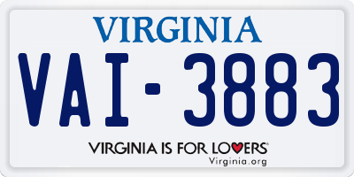VA license plate VAI3883