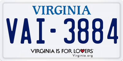 VA license plate VAI3884