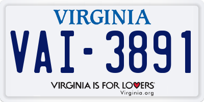 VA license plate VAI3891