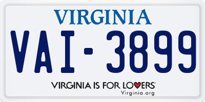 VA license plate VAI3899