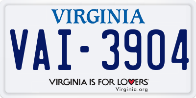 VA license plate VAI3904