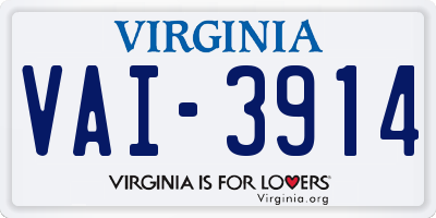 VA license plate VAI3914