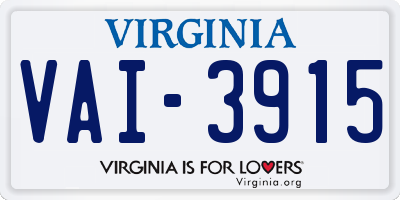 VA license plate VAI3915