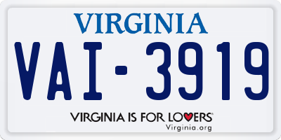 VA license plate VAI3919
